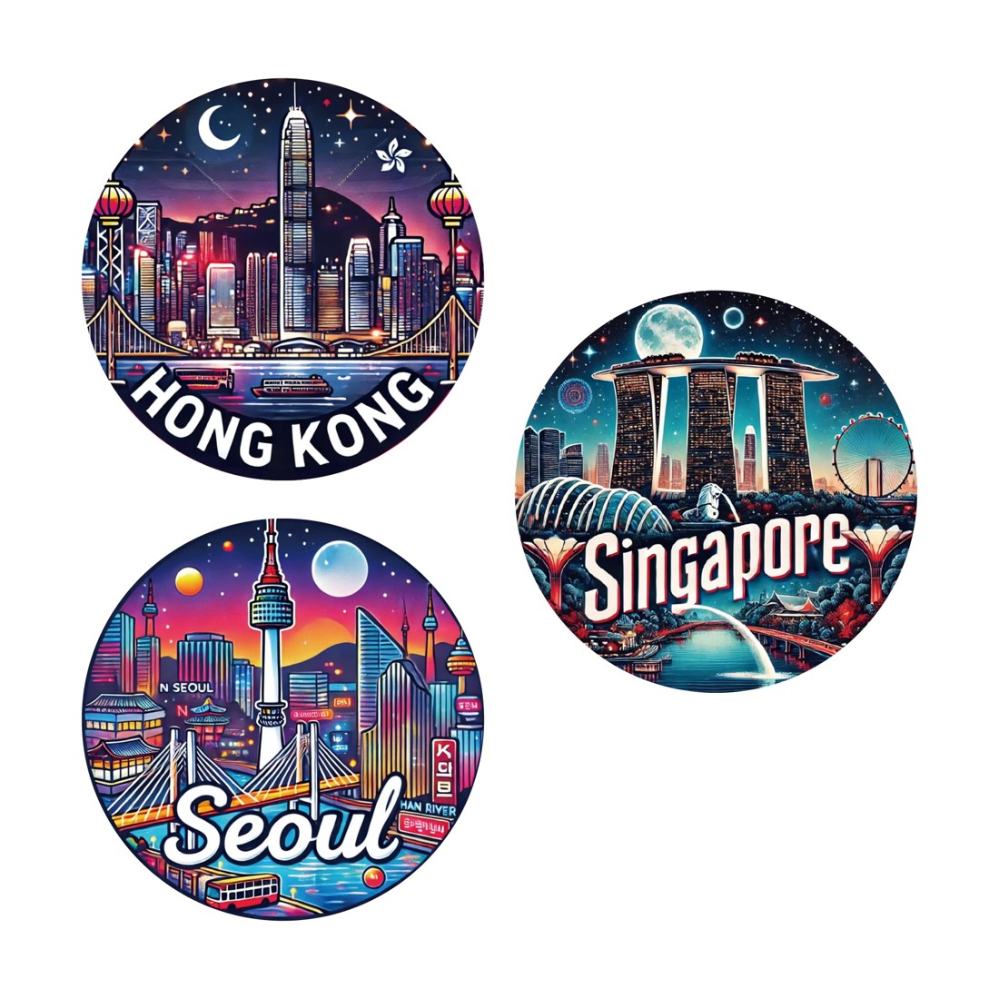 Asian City Nights · 3-Pack sticker